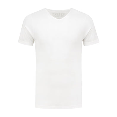 nooboo luxuriöses Bambus T-Shirt mit V-Ausschnitt weiß